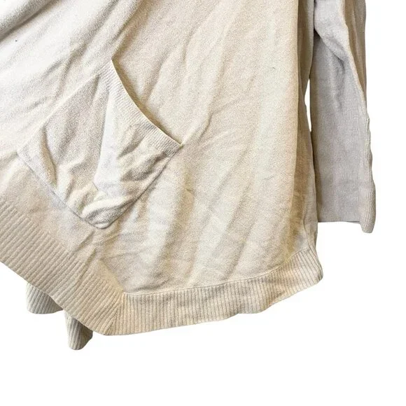 Barefoot Dreams CozyChic Ultra Lite Hooded Seashore Cardigan Sand Cream Size L - Picture 4 of 6